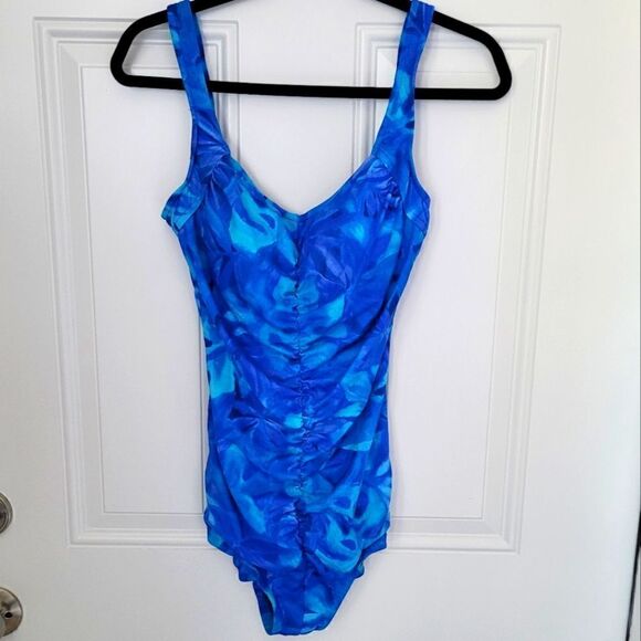 Maxine of Hollywood🏝 blue One-piece swimsuit size 16 - Picture 1 of 16
